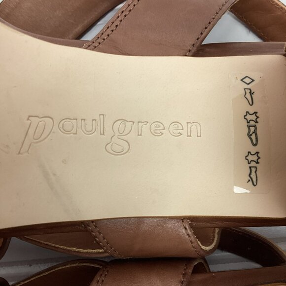 Paul Green Reese Slingback Womens 9 Brown Leather Sandals Criss Cross Straps - Picture 14 of 16